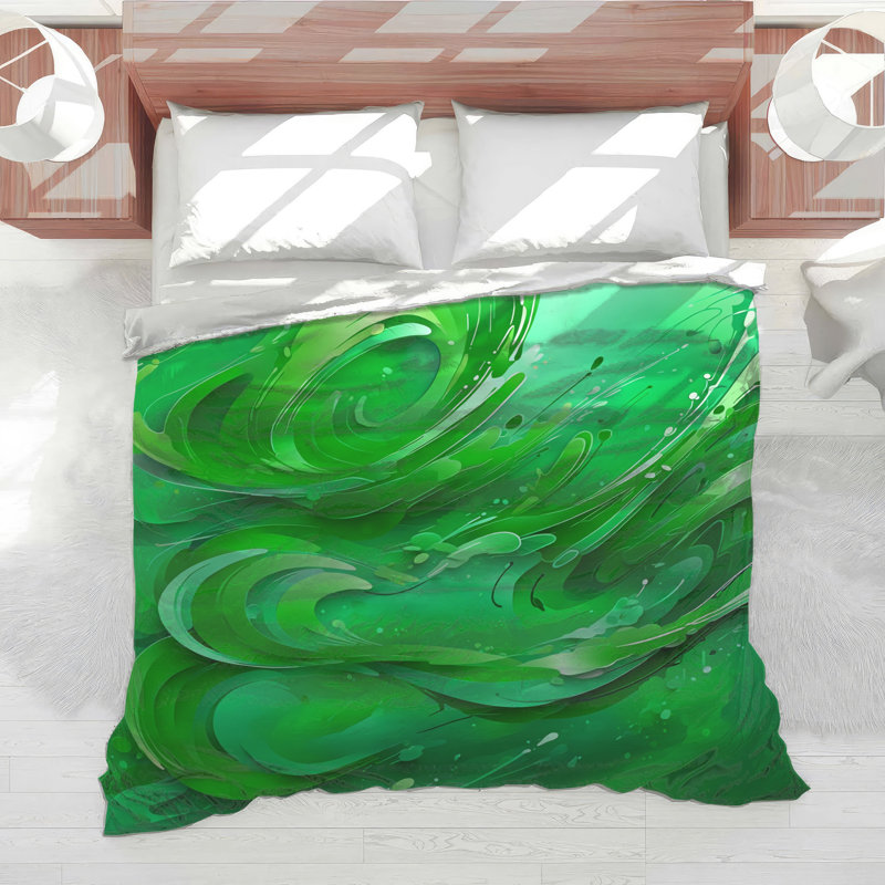 Green Swirling Waves Comforter, Twin Extra Long