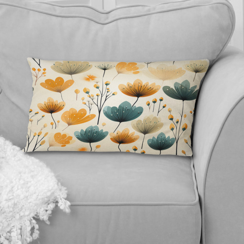 Élégance moderne danoise - coussin floral en polyester