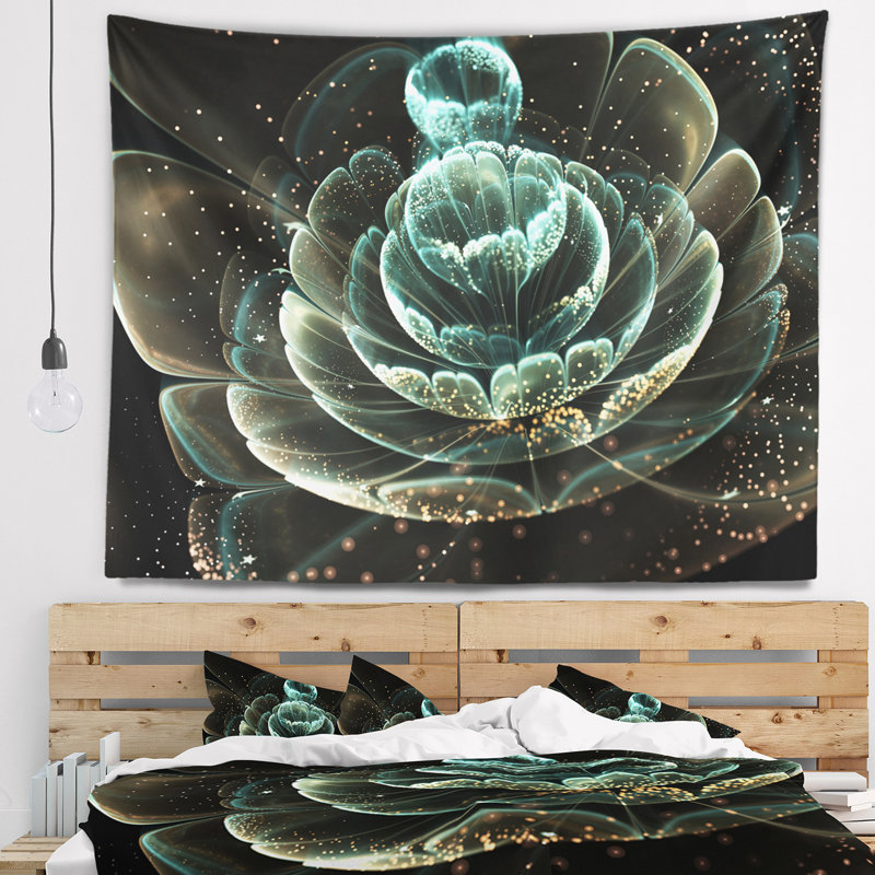 Tapisserie d'art numérique vert floral, H 50 po x l 60 po