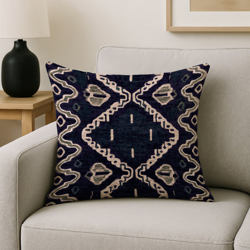 Coussin décoratif intérieur et extérieur Modern, Mauve géométrique 7, Carré 16 po