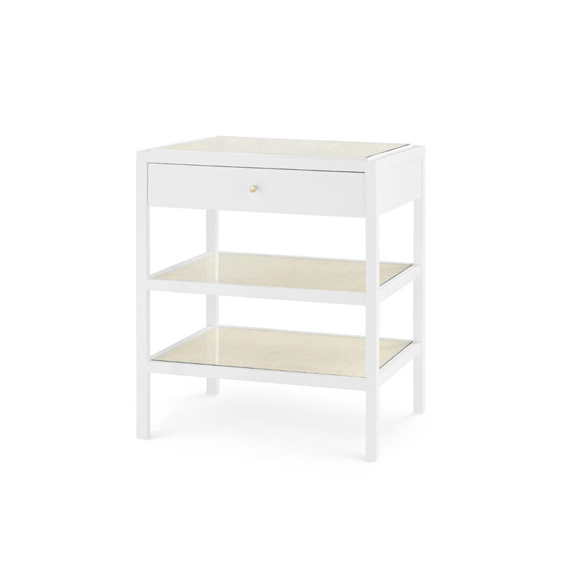 Caanan Glass End Table, White