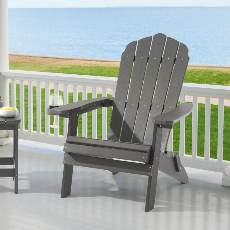 Chaise Adirondack pliante en plastique Ramilla, Gris anthracite