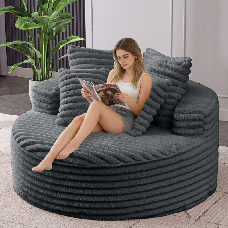Upholstered Chaise Lounge, Gray