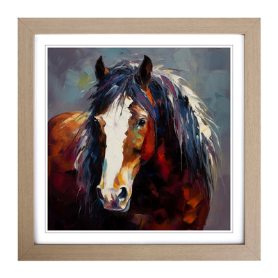 Shire Horse Expressionism - Single Picture Frame Print on Wood