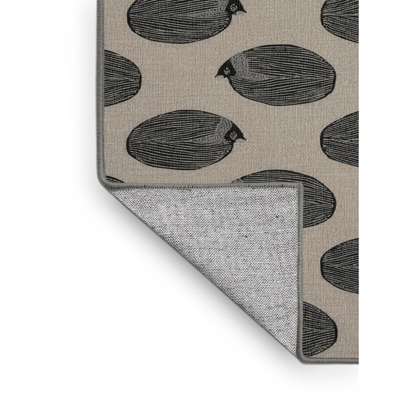 Washable Gray Partridge Birds Area Rug, Square 4'
