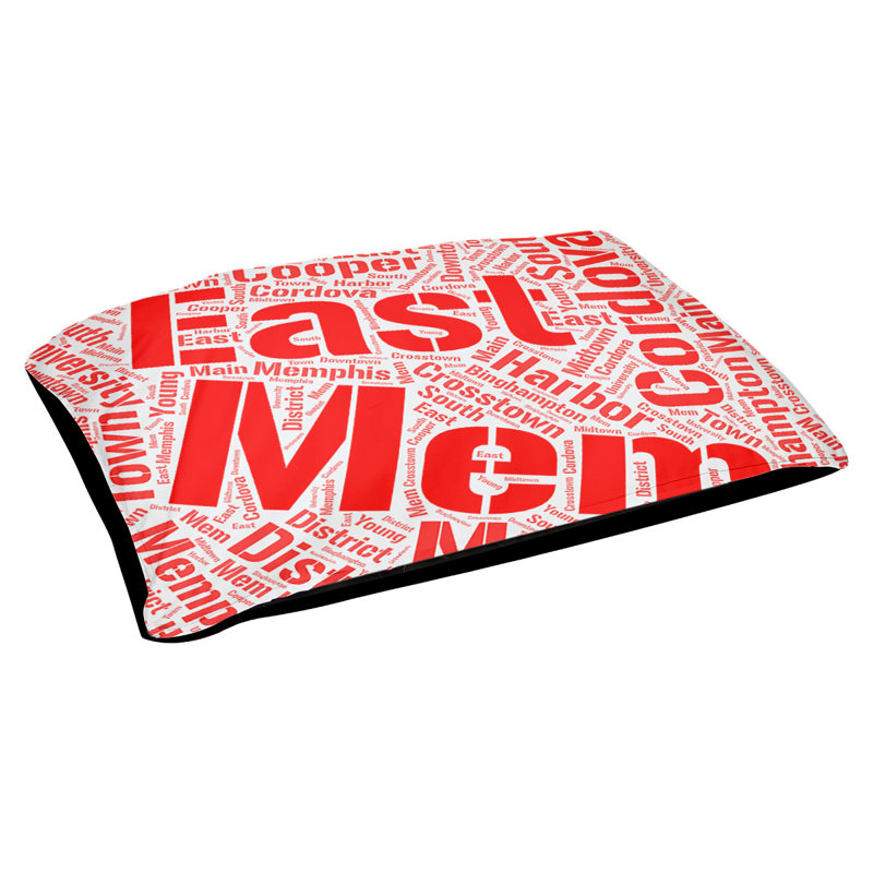 Coussin de chien « districts », Moyen (H 9,5 po x l 28 po x P 18 po), Rouge, Memphis