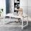 Bureau de direction 63 po, grand poste de travail d'ordinateur moderne avec structure en métal épais, mobilier de bureau pour la maison, finition blanche