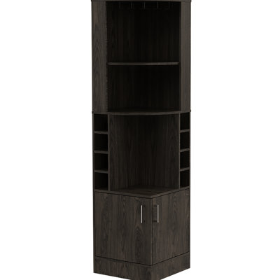 8 2-Shelf Dark Walnut Bar Cabinet For Practical Party Preparation Functional Storage