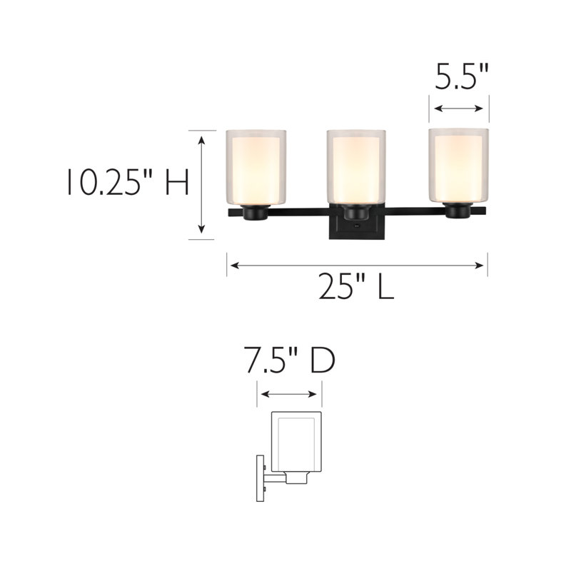 Oslo 3 - Light Dimmable LED Matte Black Vanity Light
