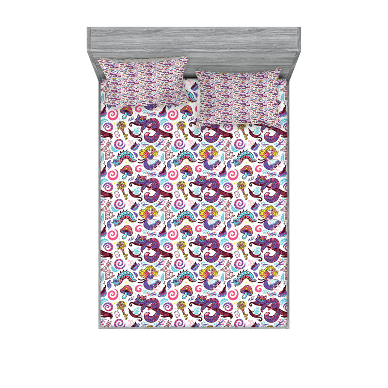 Multicolore ensemble de draps et taies décoratives Ambesonne, Ensemble de draps pour grand lit avec 4 taies d'or