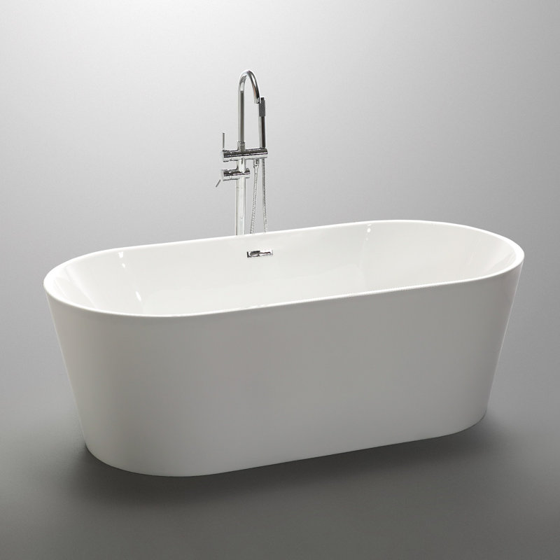 Chand Series 67'' White Freestanding Acrylic Bathtub