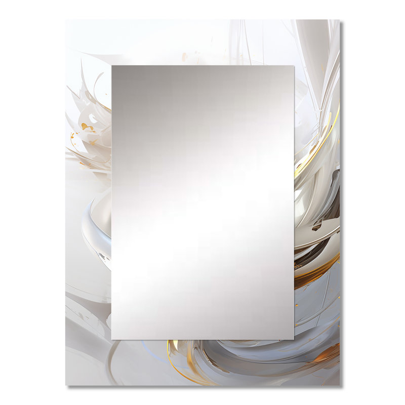 Fractale or sphère sur blanc I - miroir mural unique Fractals, miroir moderne, art imprimé en métal, 32 po x 24 po