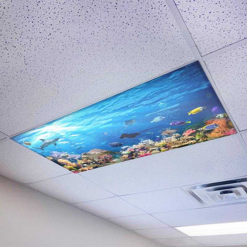 Océan - Couvercle de lampe fluorescente magnétique pour plafonniers de classe - 2 x 4 - par Octo Lights