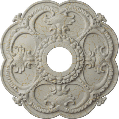Endurathane Rotherham Ceiling Medallion, 18"OD x 3 1/2"ID x 1 1/2"P (Fits Canopies up to 3 1/2"), Hand-Painted Pot of Cream Crackle Finish