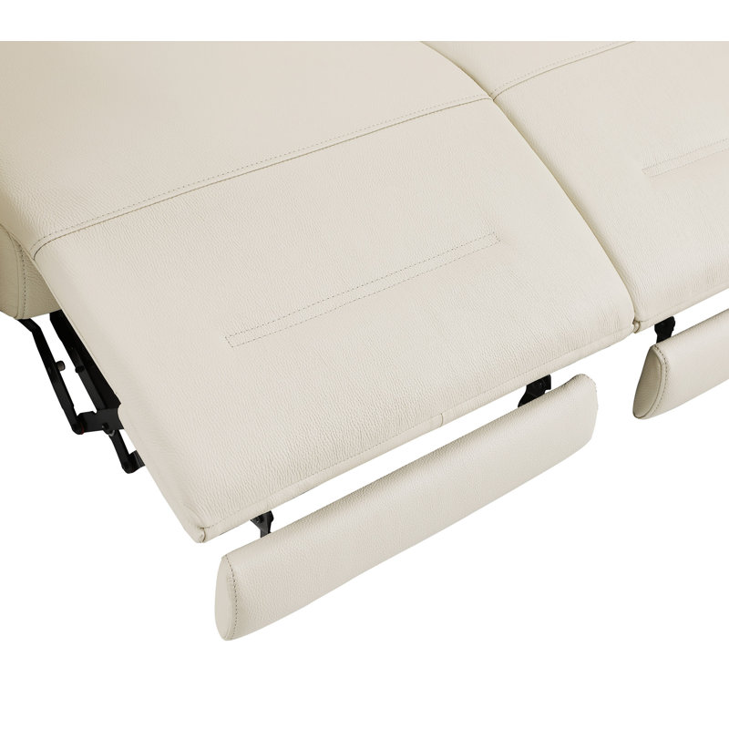 Global United Top Grain Italian Leather With Power Recliner, Beige
