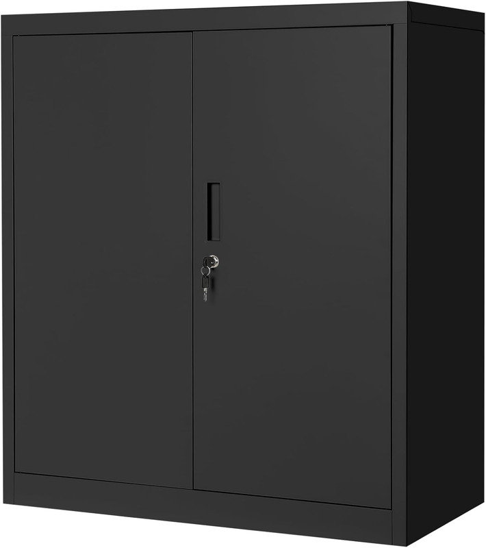 Armoire de rangement en métal 36 po 2 portes - Casier verrouillable en acier avec tablettes réglables pour le bureau à domicile