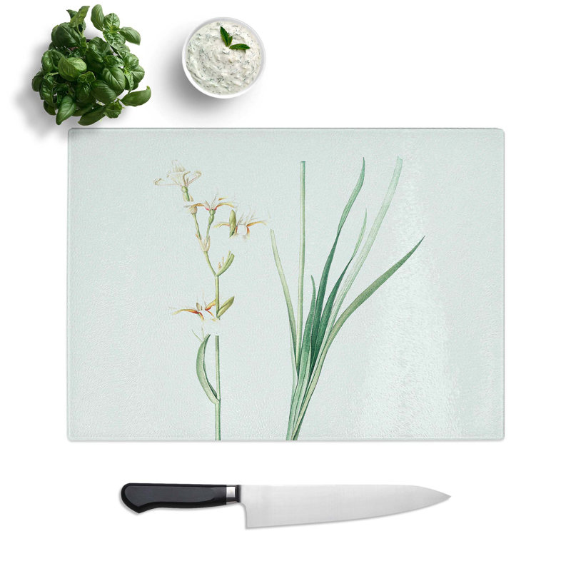 Tempered Glass Siberian Iris Flowers by Pierre-Joseph Redoute Chopping Board, 28.5 cm W x 20 cm L