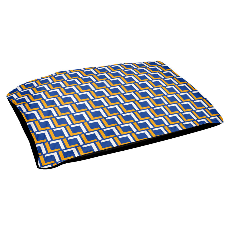 Lit pour chat Dupoint Designer, Petit (L 29,5 po x l 19,5 po), Bleu / or / blanc