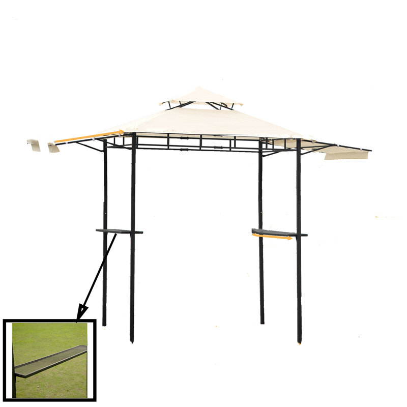 H 12 pi x l 4 pi D Pavillon de jardin en métal, Beige, H 102 po x l 145 po x P 51,6 po