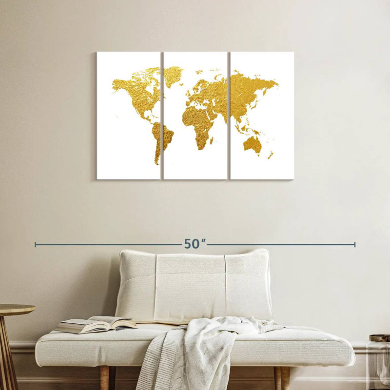 Aliaz World Map Gold Foil I, 24" H x 38" W