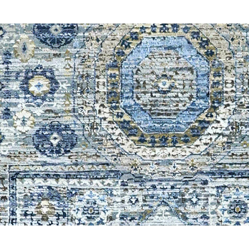Tapis gris et bleu noué à la main de haute qualité, Rectangle de 5 pi x 8 pi