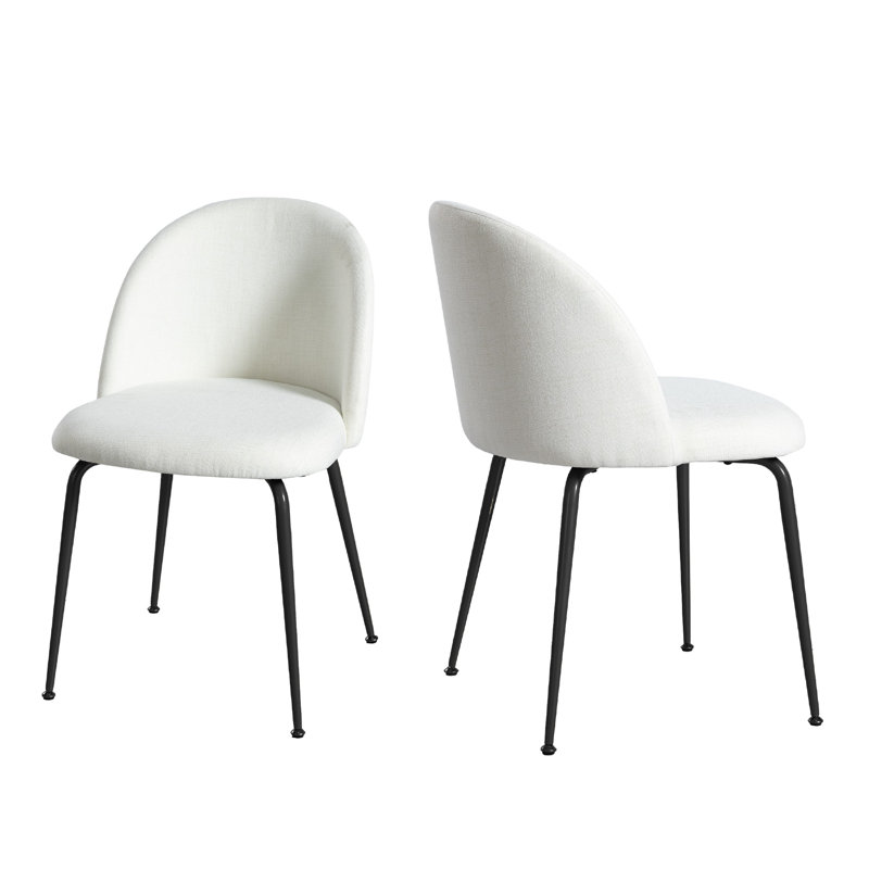 Modern Upholstered Dining Chair with Metal Legs Side Chair with Solid Back for Kitchen Dining Room Living Room, Black, White