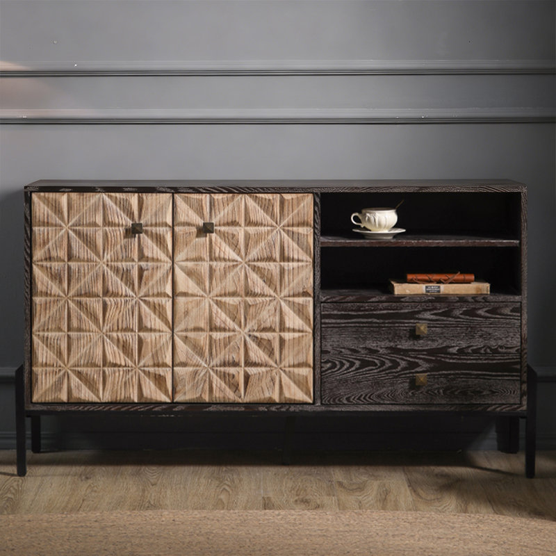 Buffet rétro en bois massif brun