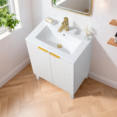 24'' White Modern Free-Standing Single Bathroom Vanity Set
