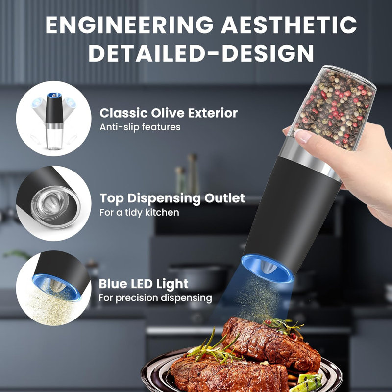 Gravity Electric Salt & Pepper Grinder Set 2-pack