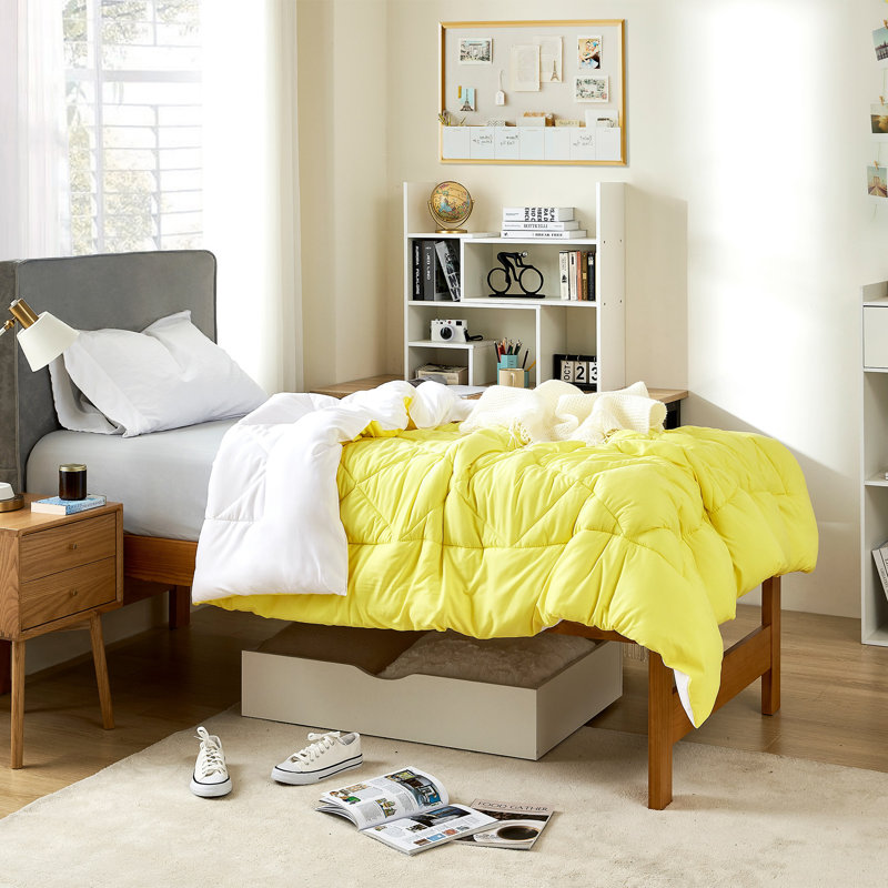 Édredon réversible pour lit simple TG, Jaune/blanc