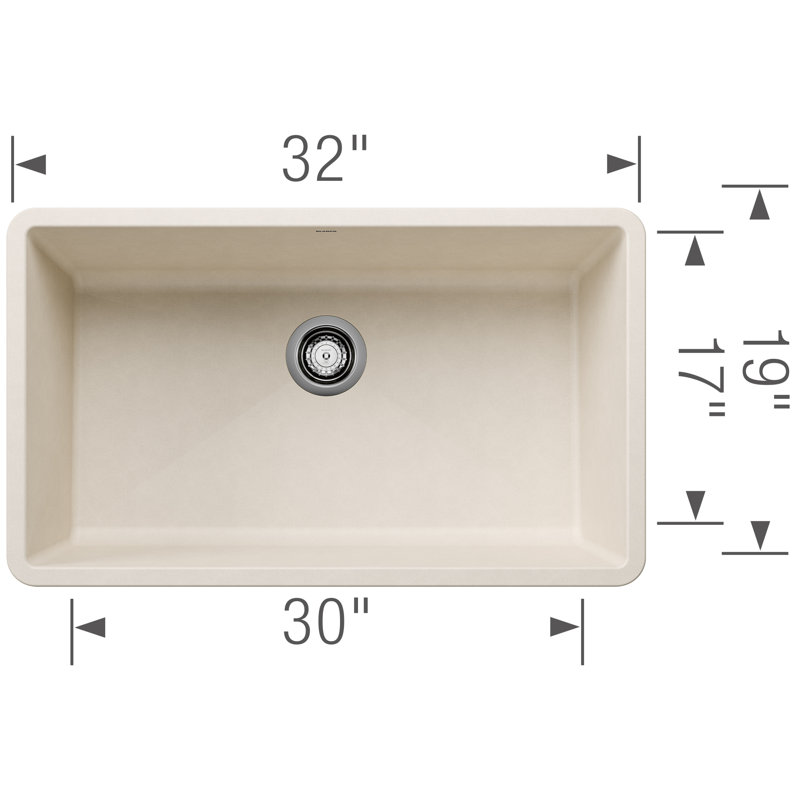 Precis SILGRANIT 32" L X 19" W Super Single Undermount Kitchen SInk, Soft White