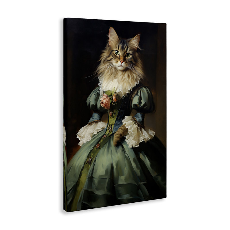 Chat en robe élégante, design par Wumples, H 30 po x l 20 po