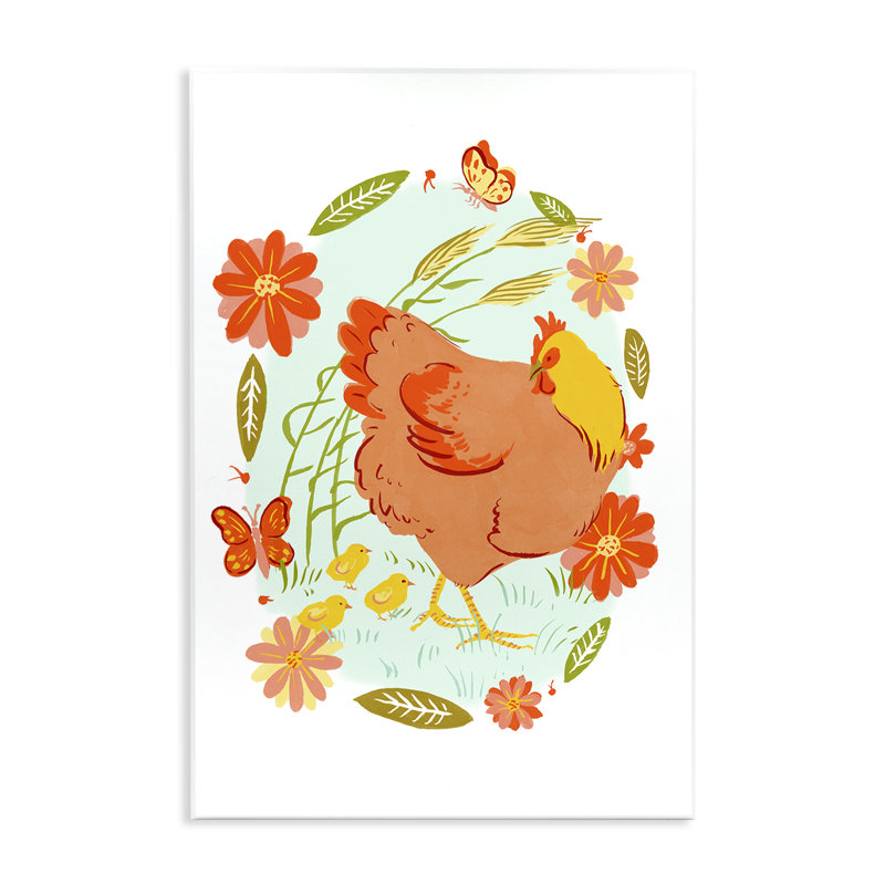Hen and Chicks, plaque murale florale circulaire, design par Hannah Moren, H 15 po x l 10 po