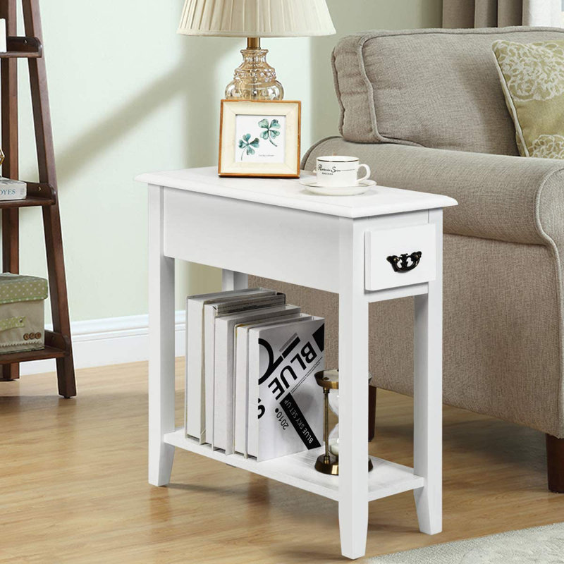 Avon Side Table with Storage, White