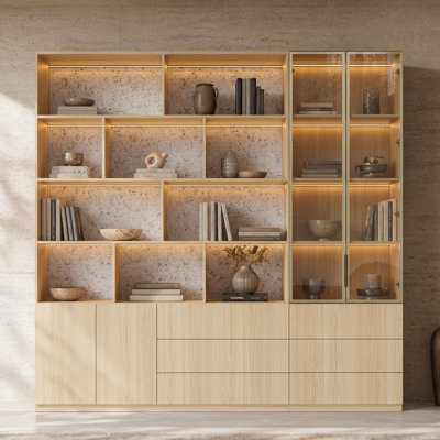 92.5'' H Two-Piece Bookcase With Led Lighting
