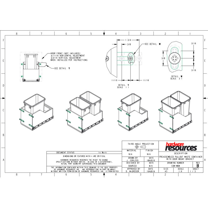 White Birch Wood Pull-Out Trash Can System