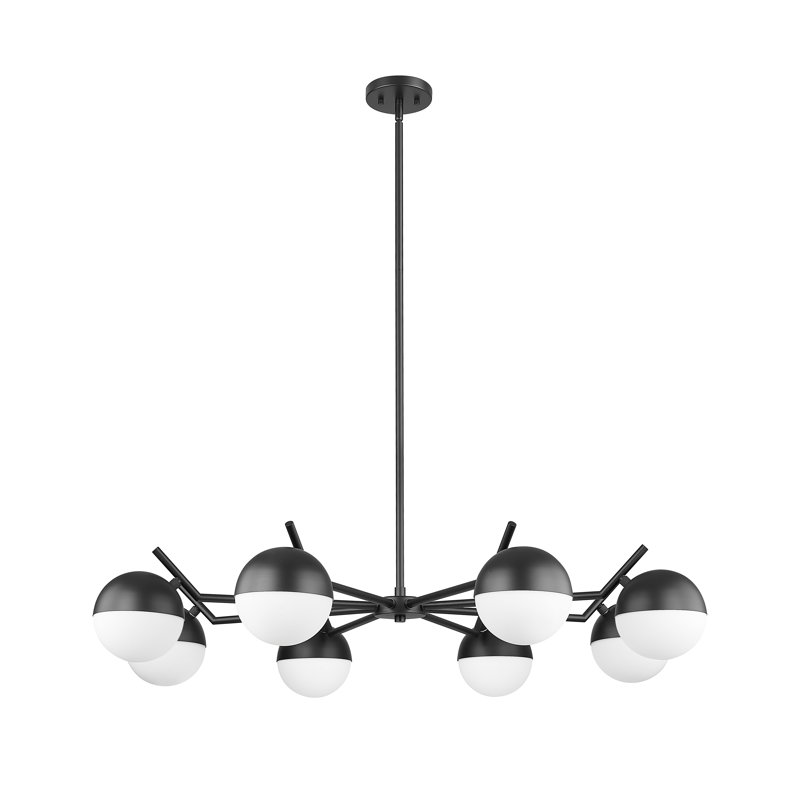 Lustre 8 lumières Trombetta en noir mat, Noir mat