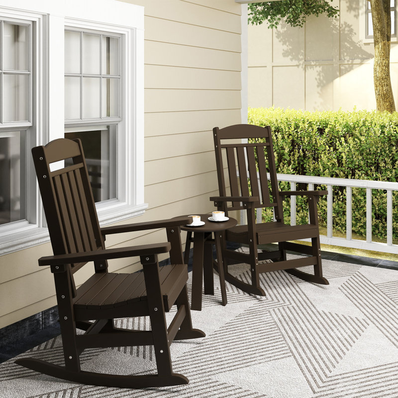 Oxing HDPE Outdoor Rocking Chair, Coffee