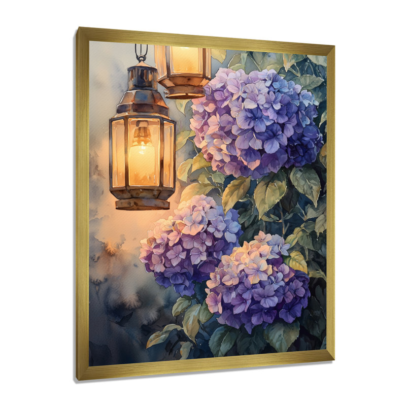 Impression sur toile «Floral», H 20 po x l 12 po, Reproduction encadrée d'une seule photo, Doré