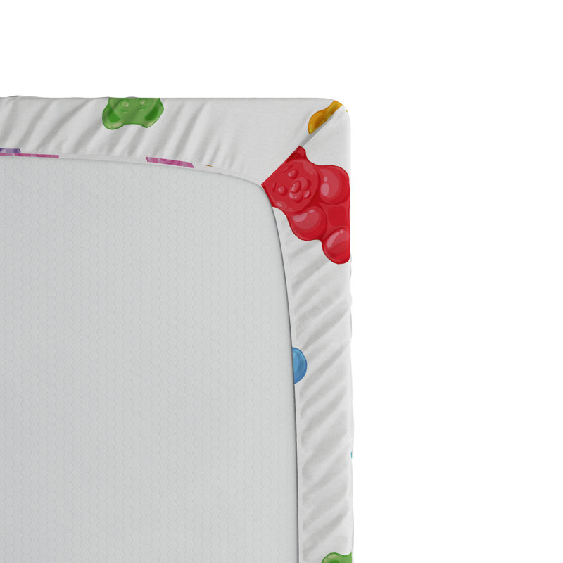 Full Multicolor Gummy Bears Print Microfiber Fitted Sheet