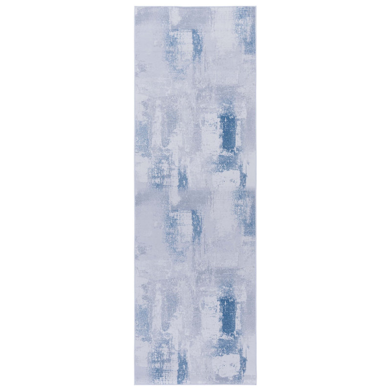 Tapis gris / bleu Tacoma 814 M / W S / R, Tapis de couloir 2 pi 6 po x 8 pi