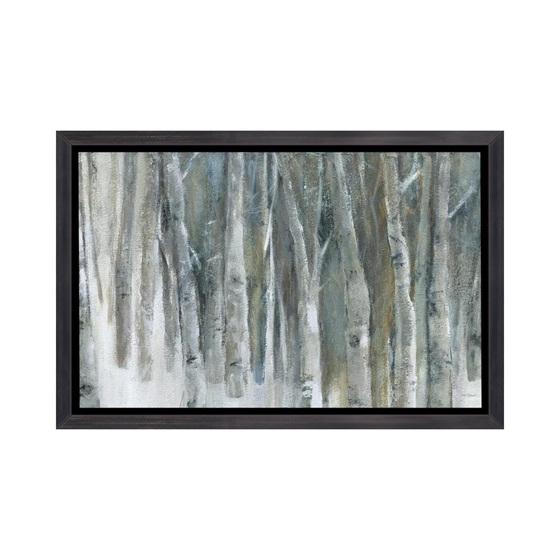 «Banff Birch Grove» par Carol Robinson, reproduction d'art, H 40 po x l 60 po x P 1,5 po, Toile avec cadre noir patiné