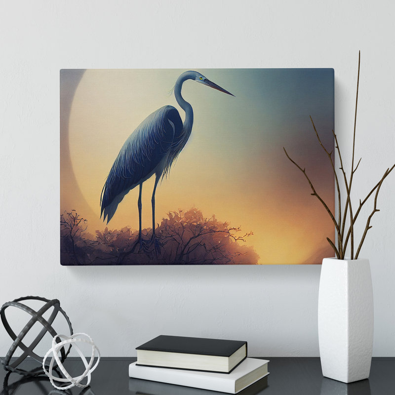 Blooming Heron Bird - Wrapped Canvas, 35cm H x 50cm W x 3cm D