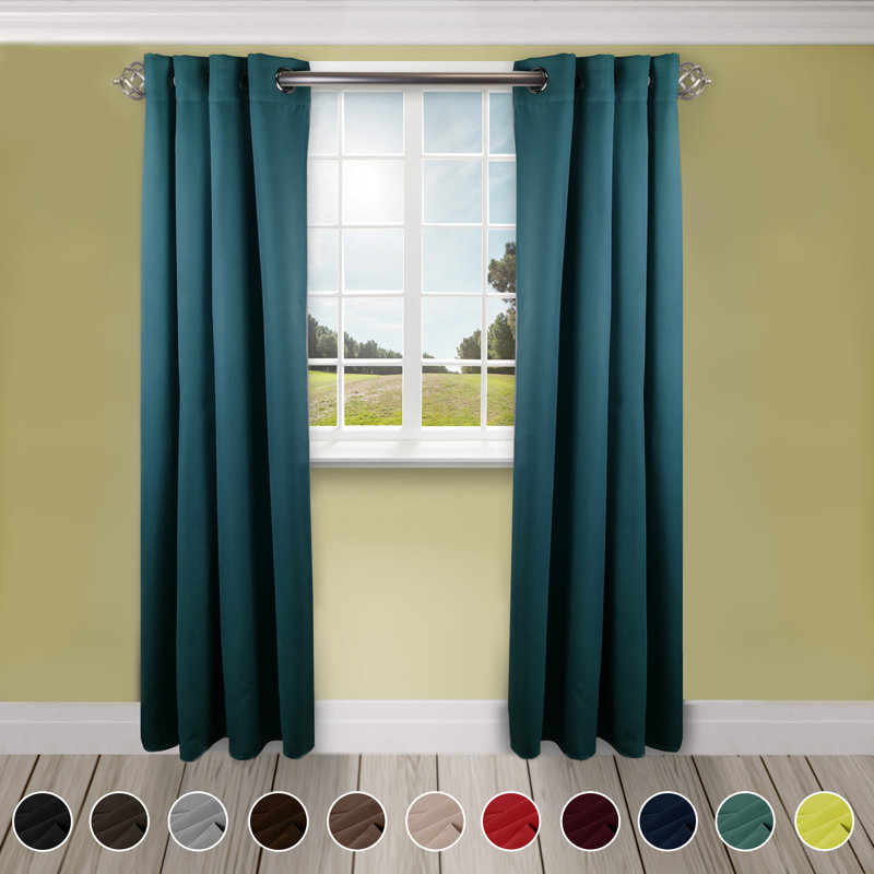 Panneau de rideau simple obscurcissant synthétique avec œillets Polen Drapery, 180 po x 108 po, Turquoise