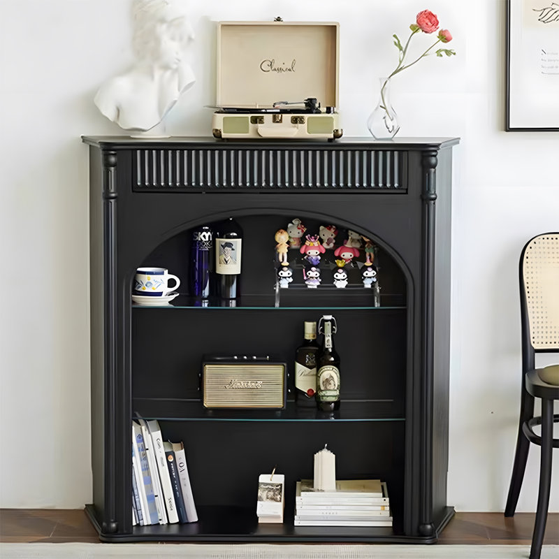 Armoire de cheminée décorative en bois massif American Retro, Black