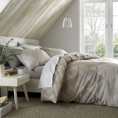 Brushed Argyle Diamond Reversible Duvet Cover Set