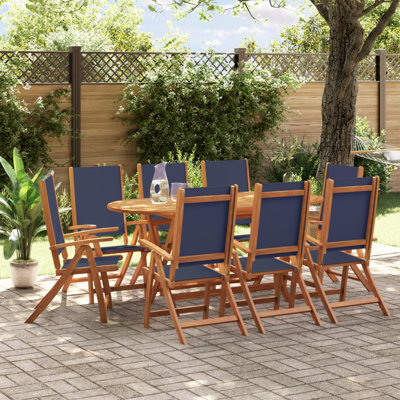  9 Piece Garden Dining Set Solid Wood Acacia And PVC-coated polyester