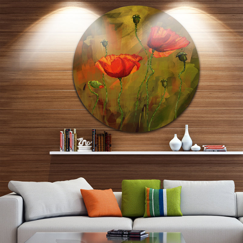 «Poppy Flowers», peinture, Métal, H 23 po x l 23 po x P 1 po
