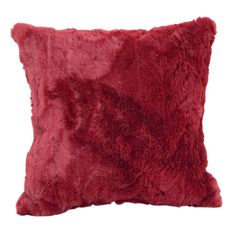 Faux Fur Reversible Throw Pillow, Naples Cranbe