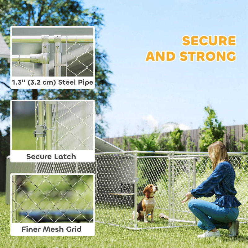 Chenil d'extérieur pour chien avec housse, H 59,10 po x l 236,20 po